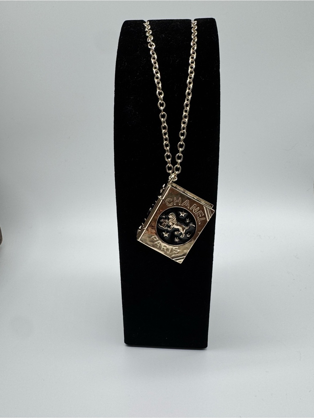 CHANEL Gold-Tone Book Locket Necklace
